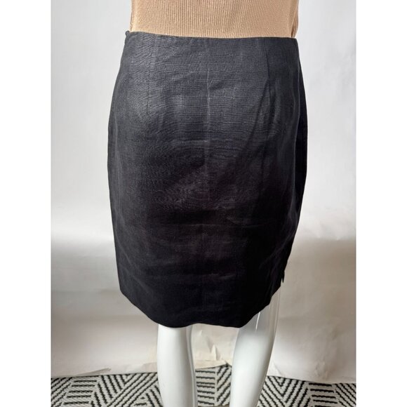 Rafaella Black Linen Embroidered Floral Skirt Size 6 - Picture 5 of 15